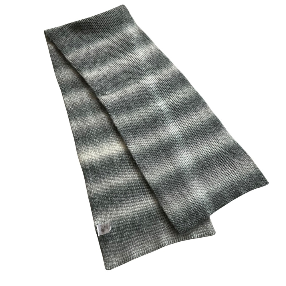 Unbranded Ribbed Knit Scarf Unisex One Size Gray Ombre Gradient Wool Blend